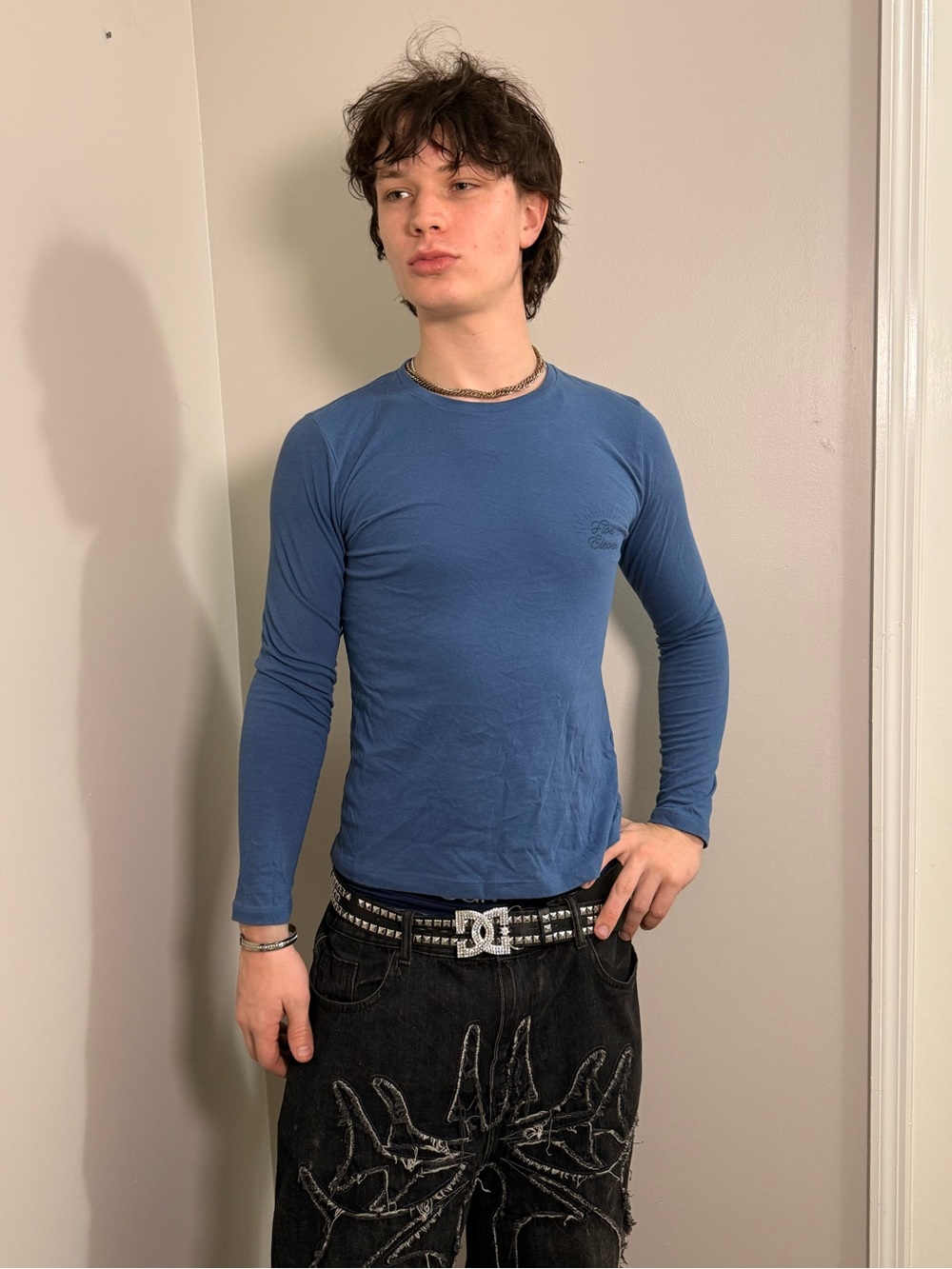 5.11 Tactical Long Sleeve Crewneck Shirt in Steel Blue